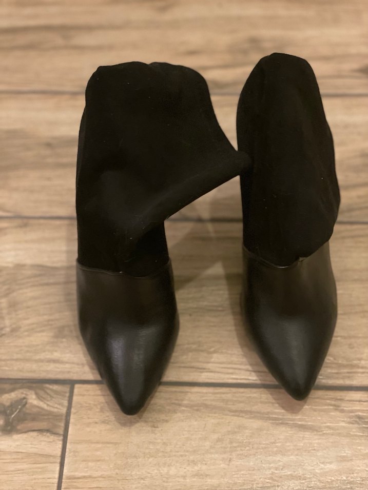 Siyah Süet İnce Topuklu Kadın Bot - Görsel 3