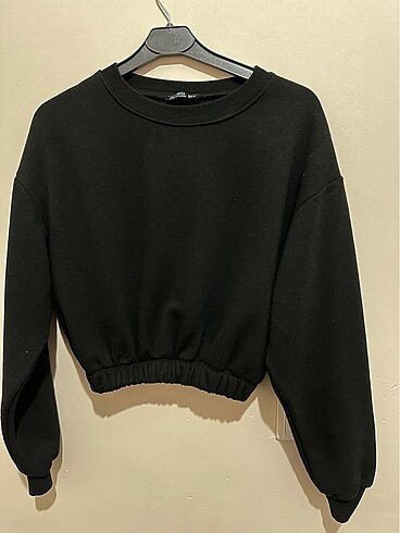 Siyah oversize crop sweatshirt