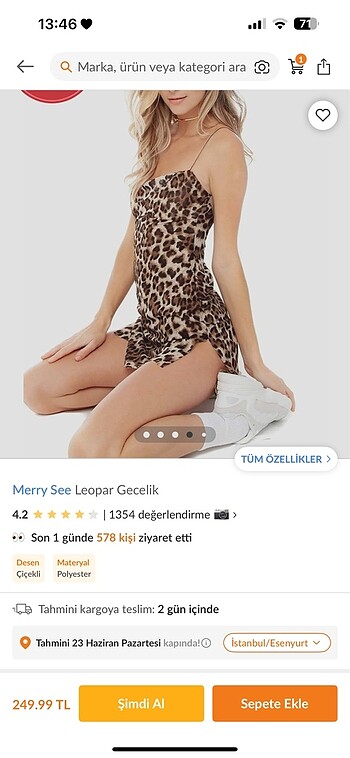Diğer Merry see leopar mini gecelik