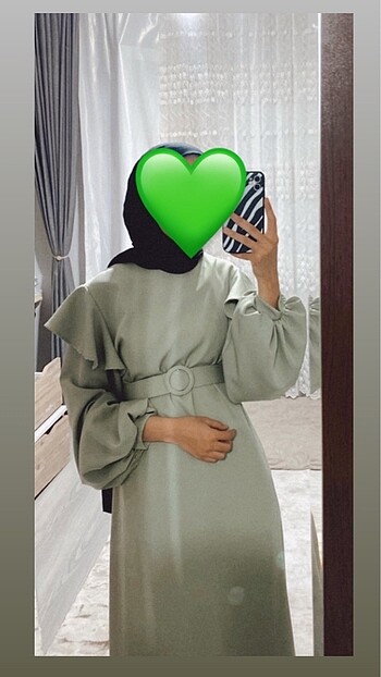 Su yeşili double krep elbise