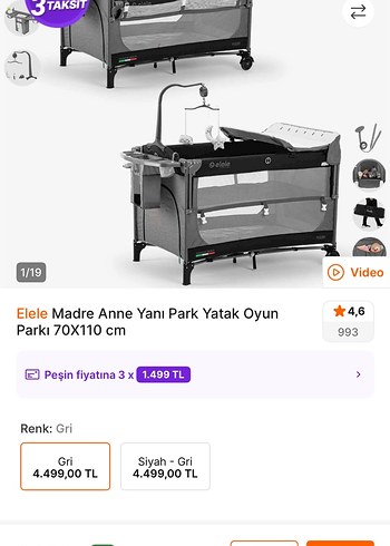 Elele Madre Yanı Park Yatak Oyun Parkı 70x110 cm