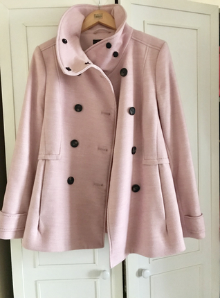 H&M Balıkçı yakalı açık pembe kısa kaban/ceket