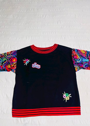 Renkli Nakışlı Kadın Sweatshirt
