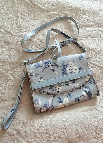 Cath kidston kuş desenli clutch ve postacı çantası 