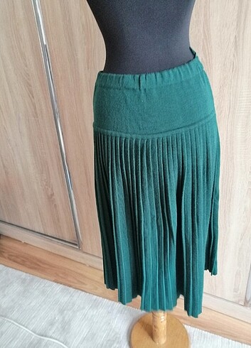 vintage pileli triko etek 