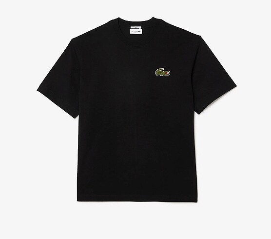xl Beden Lacoste Unisex Loose Fit Organik Pamuk Siyah T-Shirt