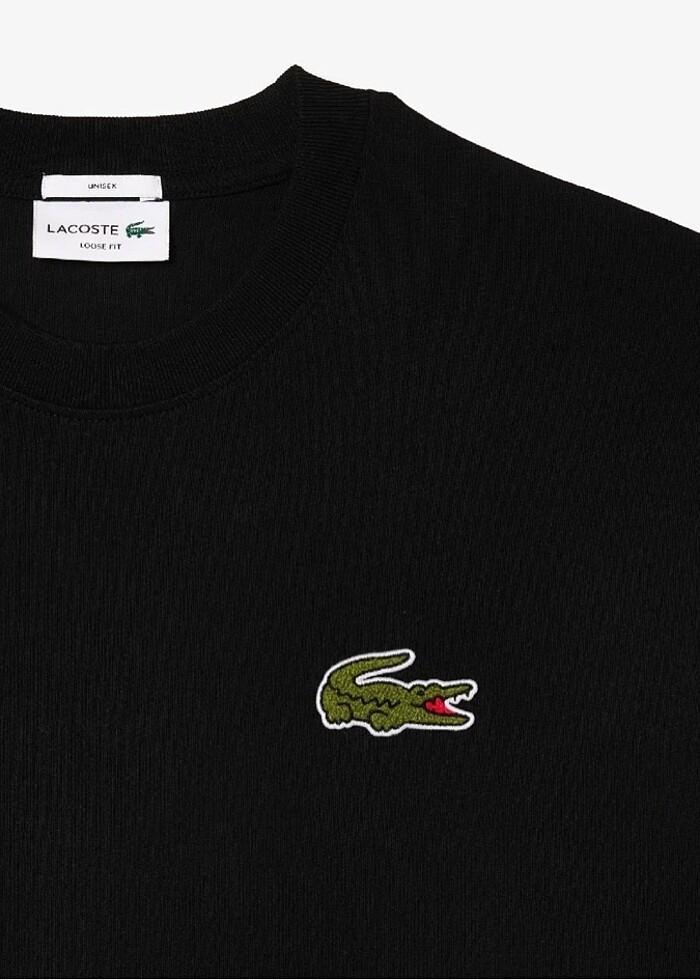 Lacoste Unisex Loose Fit  Organik Pamuk Siyah T-Shirt - Görsel 2