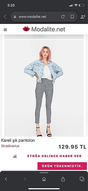 Stradivarius kareli pantolon