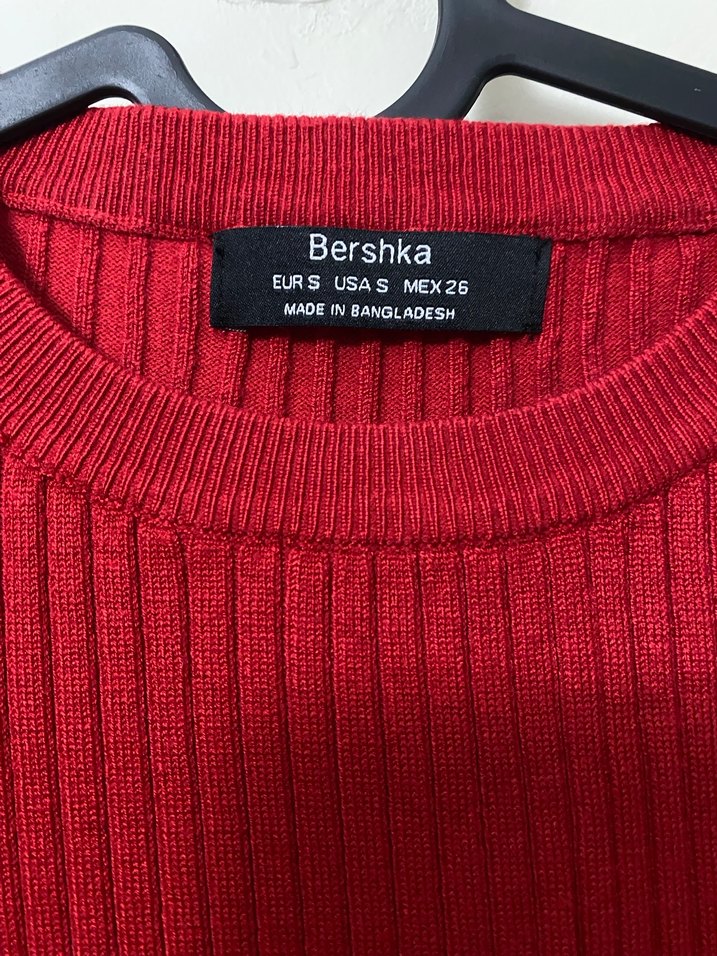 Kırmızı Uzun Kollu Triko Kadın Elbise - Görsel 2
