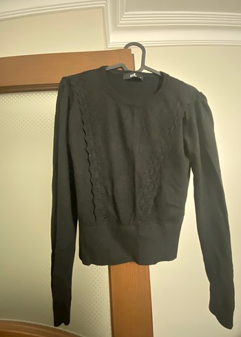 Siyah Triko Gösterişli Uzun Kollu Kadın Kazak - Görsel 2