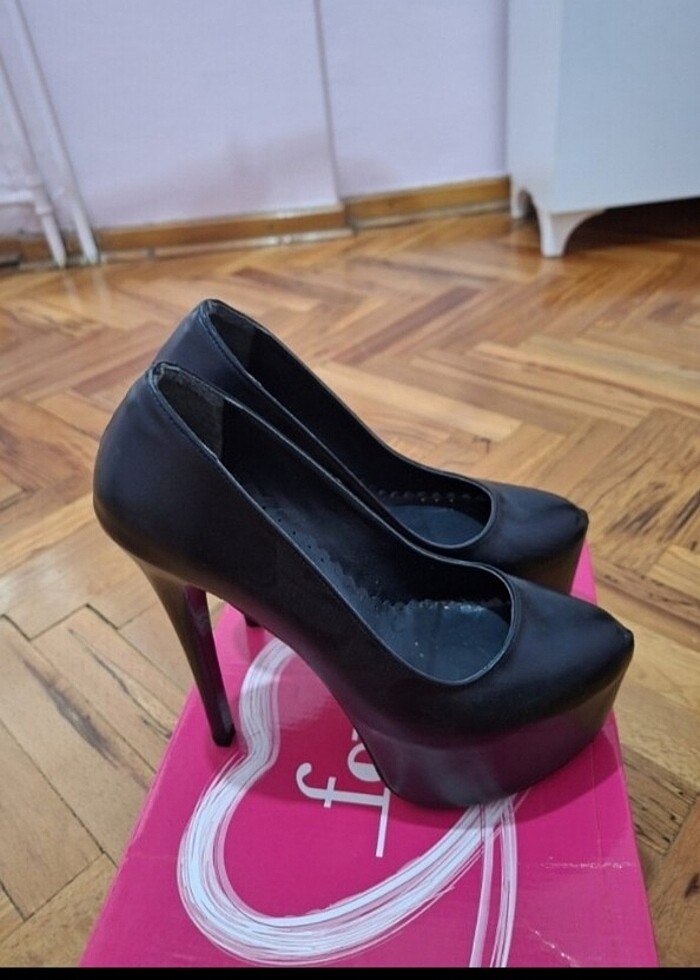 Siyah platform topuklu ayakkabı - Görsel 2