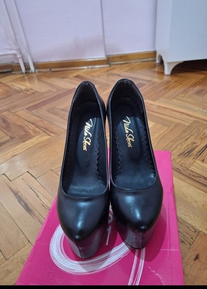 Siyah platform topuklu ayakkabı - Görsel 3
