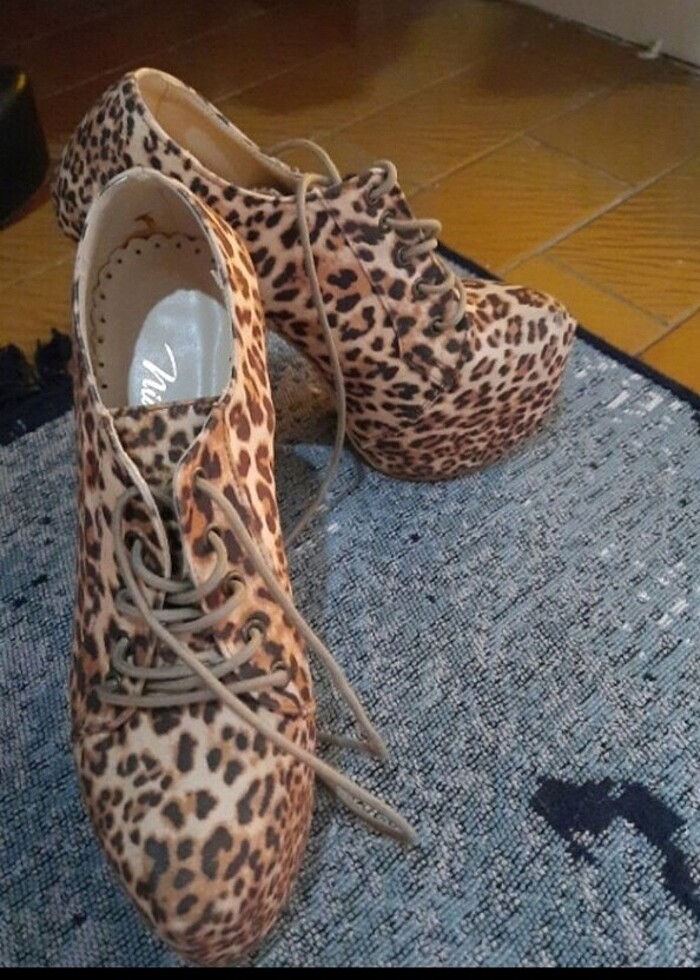 Leopar desenli platform topuklu bot - Görsel 2