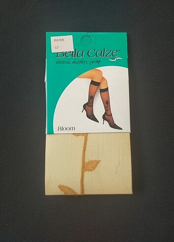 Beila Calze Ten Rengi Diz Altı İnce Gül Desenli Çorap Vintage Re