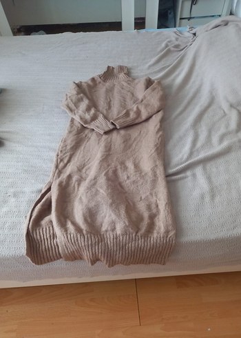 Bej Kadın Triko Midi Elbise