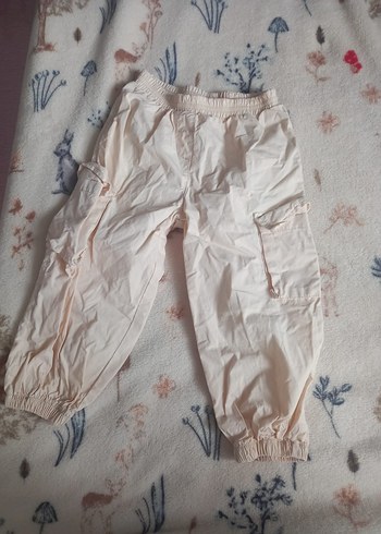 Kadın Beyaz Midi Keten Rahat Pantolon