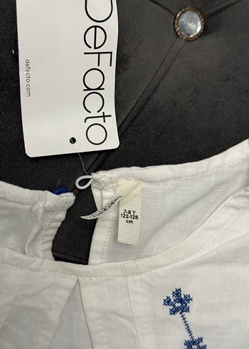 Nakışlı Fırfırlı Kız Çocuk Beyaz Gömlek - Görsel 3