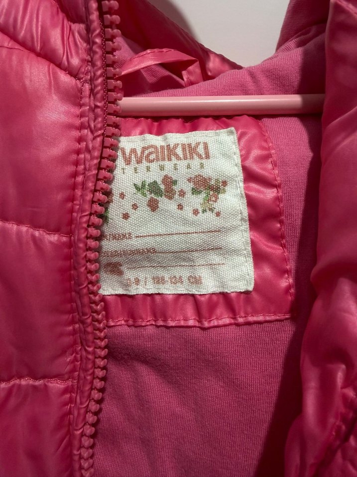 Kız Çocuk Pembe Fermuarlı Yelek - Görsel 2