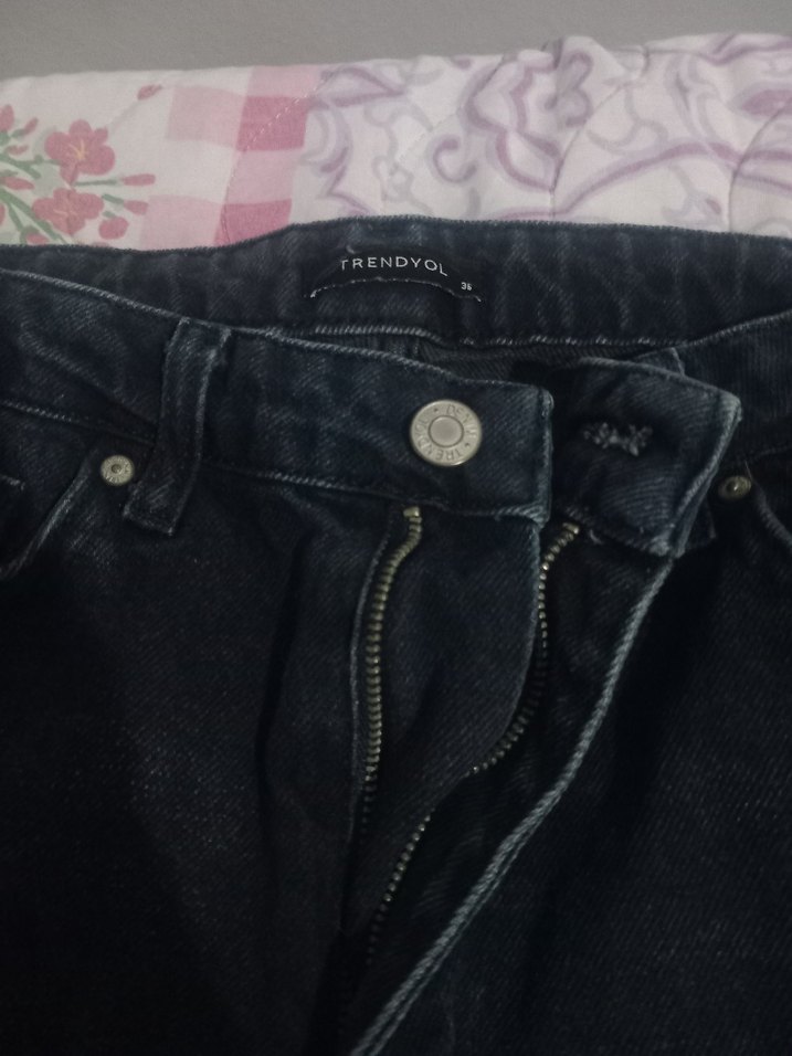 Gri Kadın Bol Kesim Midi Boy Denim Jean - Görsel 2