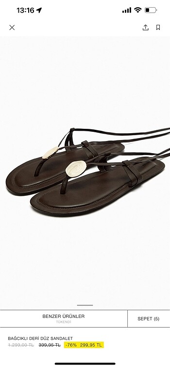 39 Beden Zara bagalamalı sandalet