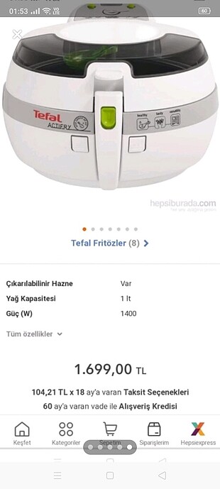 Tefal Tefal fritöz sıfırdan farksız