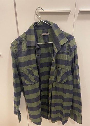 Düğmeli Gri Uzun Kollu Salaş Kadın Gömlek - Görsel 2