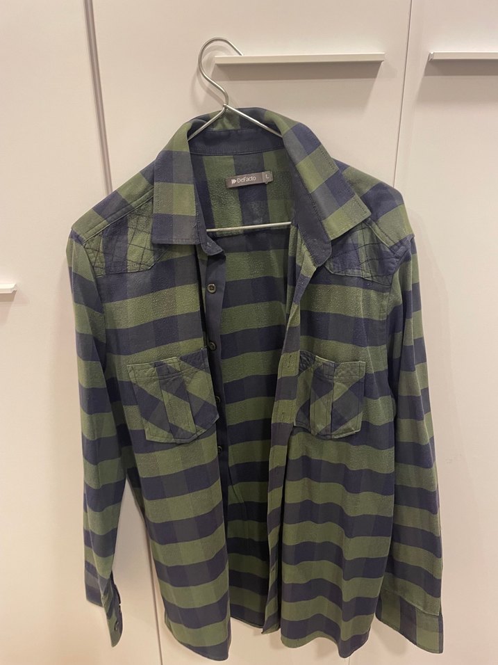 Düğmeli Gri Uzun Kollu Salaş Kadın Gömlek - Görsel 2