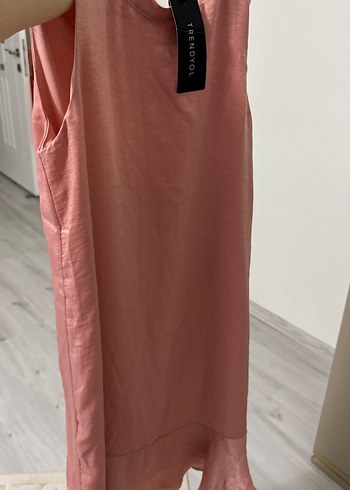 Pembe Saten Görünümlü Hamile Tunik