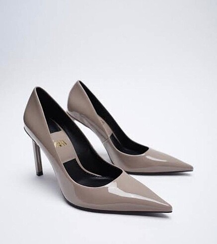 Zara ARIYORUM Zara stiletto rugan airfit ince topuklu ayakkabı vizon
