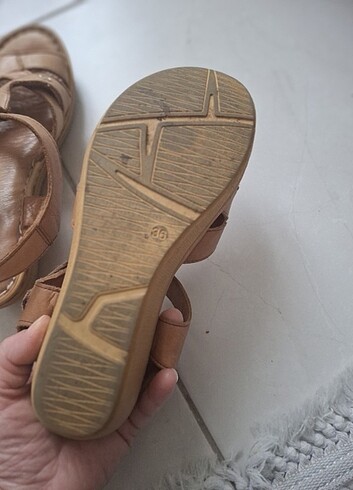 Ortopedik taban deri sandalet - Görsel 4