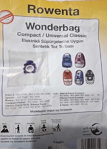 Rowenta Süpürge uyumlu toz torbası 6 adet - Görsel 2