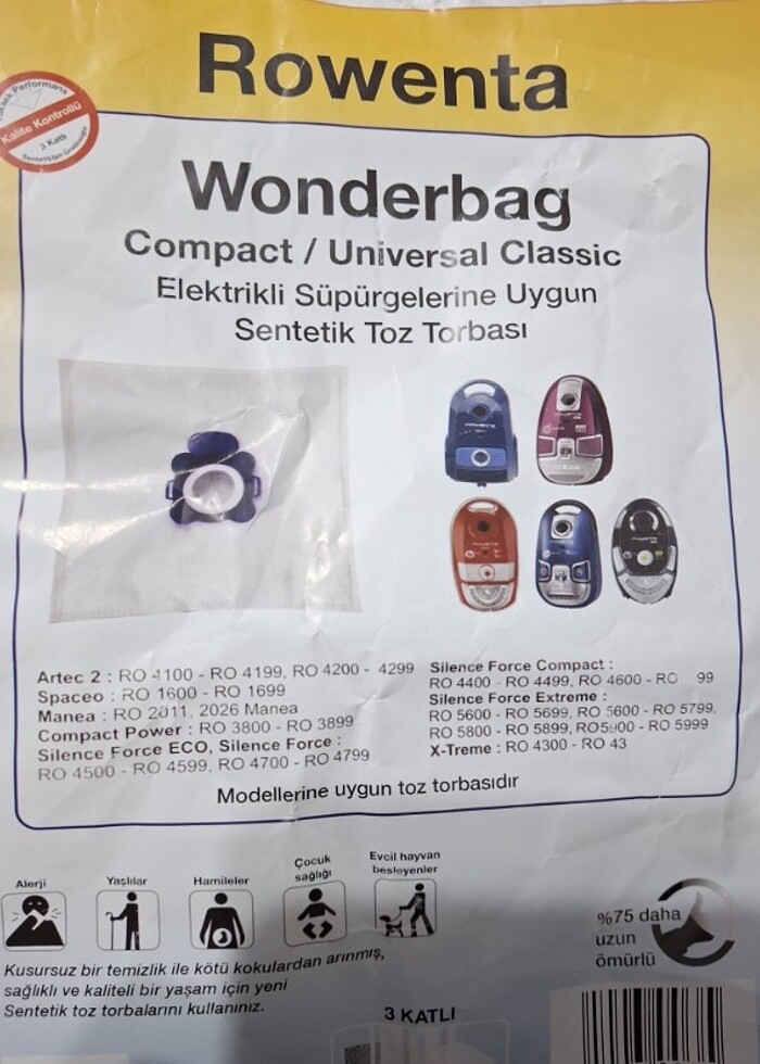 Rowenta Süpürge uyumlu toz torbası 6 adet - Görsel 2