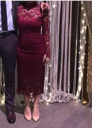 38 Beden bordo Renk Raisa Vanessa Elbise