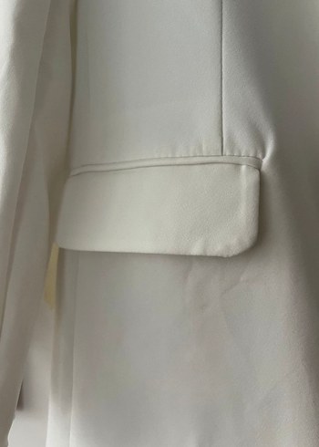 Düğmeli Beyaz Kadın Blazer Ceket - Görsel 2