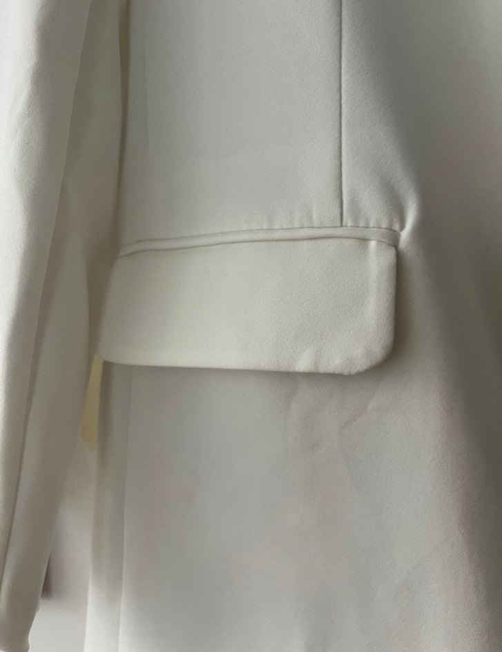 Düğmeli Beyaz Kadın Blazer Ceket - Görsel 2