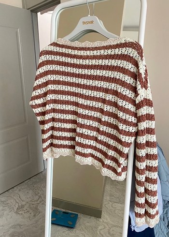 Mango Bohem Tarz Çizgili Örgü Kadın Kazak - Görsel 3
