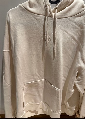 Beyaz Kapüşonlu Casual Sweatshirt - Görsel 2