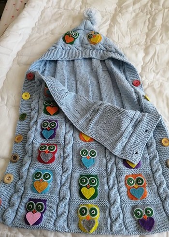 Nakışlı Renkli Örgü Çocuk Battaniyesi - Görsel 2