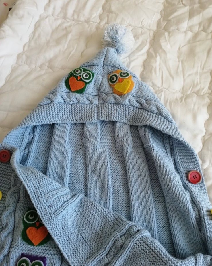 Nakışlı Renkli Örgü Çocuk Battaniyesi - Görsel 3