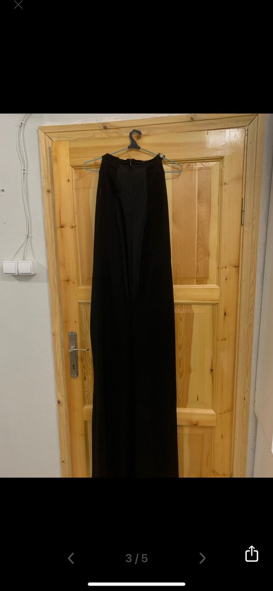 Çiçek zincir  Detaylı Siyah Uzun Abiye Elbise Gusto - Görsel 3