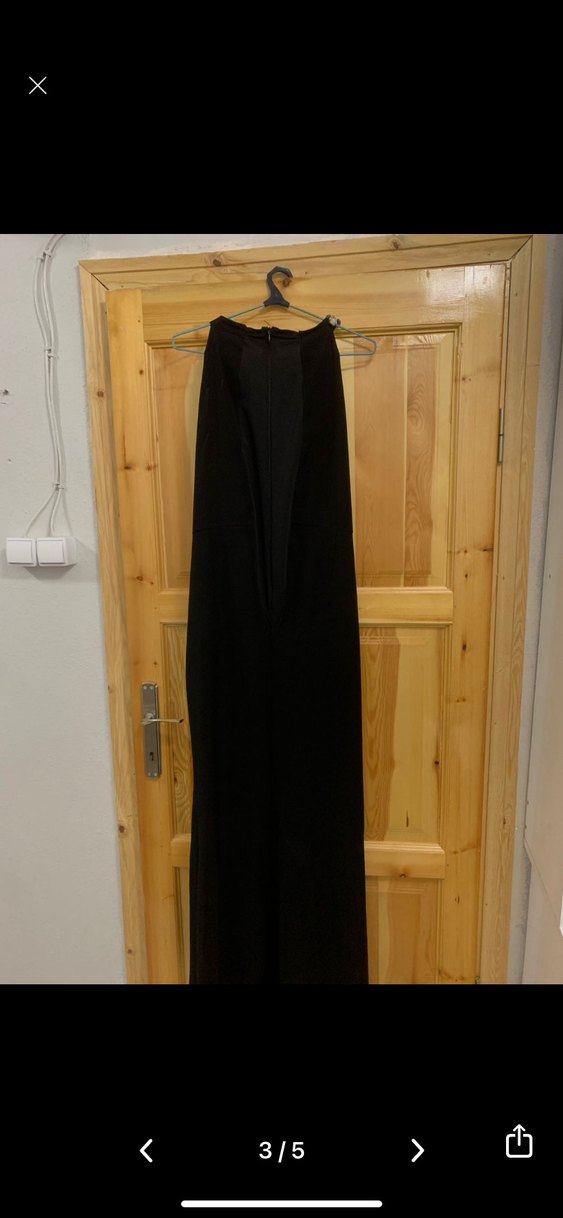 Çiçek zincir  Detaylı Siyah Uzun Abiye Elbise Gusto - Görsel 4