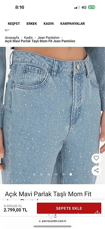 Pierre Cardin Taşlı Pantolon
