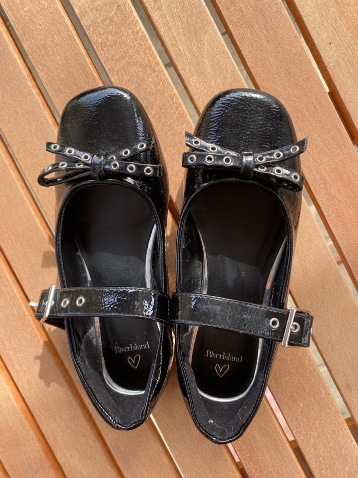 River island orijinal Siyah Gotik Blok Topuklu Babet - Görsel 5