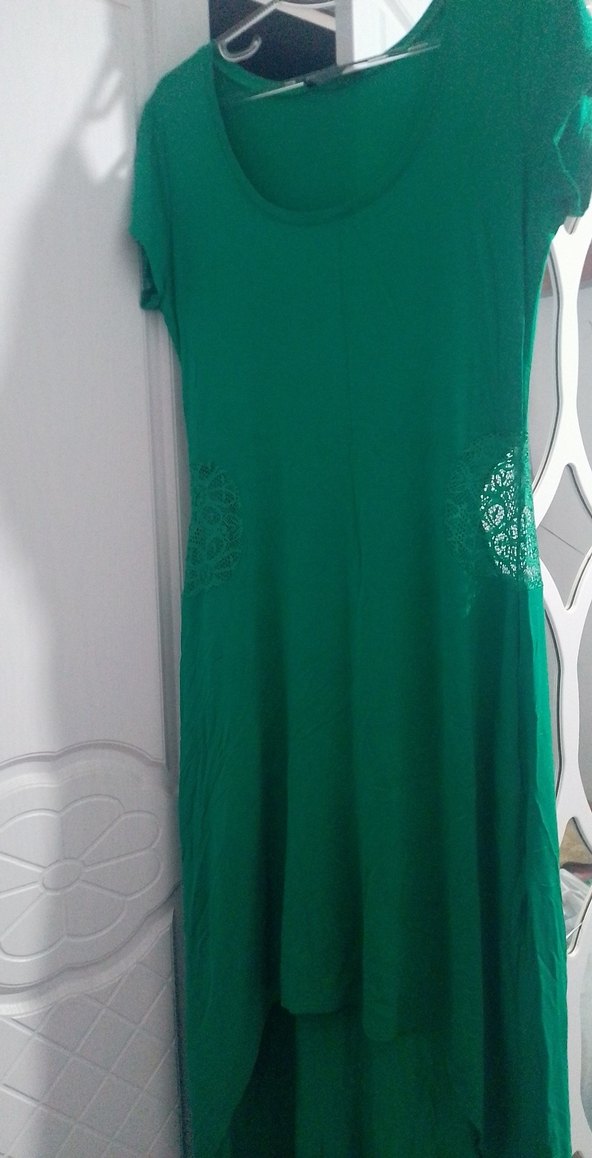 Yeşil Uzun onu kısa elbise - Görsel 3