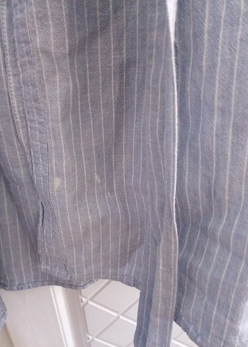 Uzun Kollu, Bol Kesim Mavi Kadın Gömlek - Görsel 5