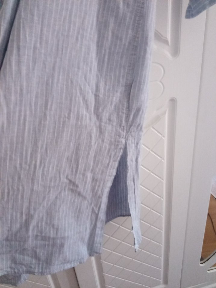 Uzun Kollu, Bol Kesim Mavi Kadın Gömlek - Görsel 2