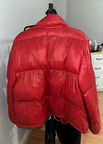 m Beden Koyu Kırmızı Fermuarlı Midi Kadın Kışlık Mont