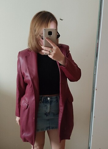 Derimod Cherry Red Deri Ceket