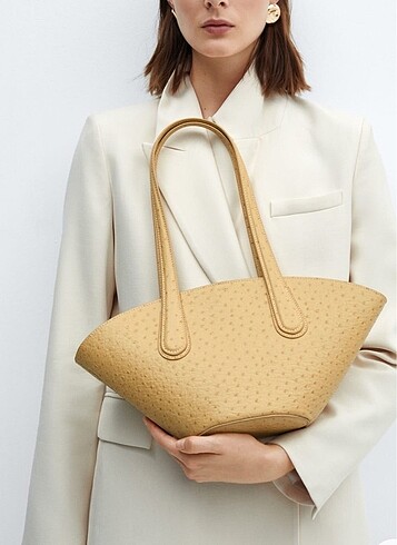 Mango deri shopper çanta