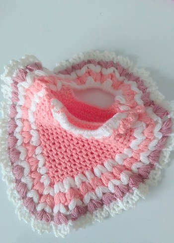 Pembe el örgüsü kalp kese - Görsel 2